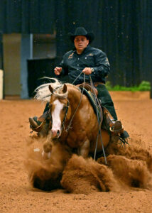 Gabriel Diano riding in Waco Texas at 100x Brazos Slide Cowboy Office